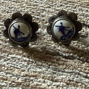 Delft Sterling & Pottery Earrings